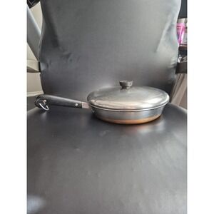 REVERE WARE 9" Skillet Pan & Lid Copper Bottom Rome NY USA Vtg Clean Nice